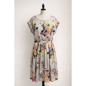 Tinley Road Abstract Floral Fit & Flare Dress Women’s Large Short Sleeve